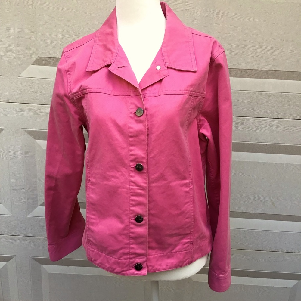 L.L. Bean Twill Jacket Womens Sz Small Pink 0 NX12 Preppy Trucker Colorful